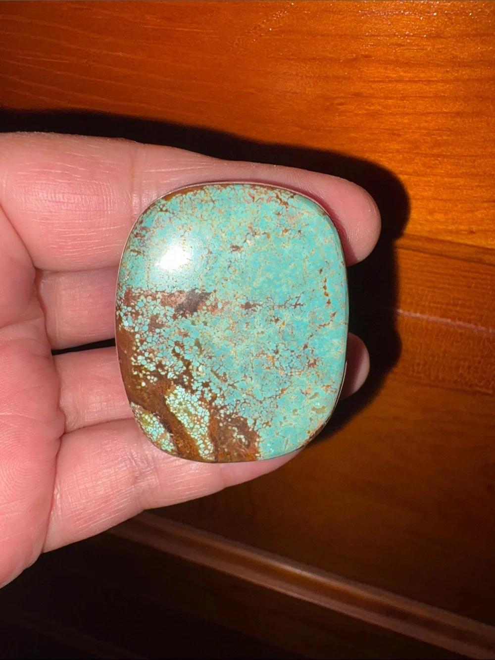Men’s 925 Turquoise Stone Cabochon - Blue Green Brown Statement Ring